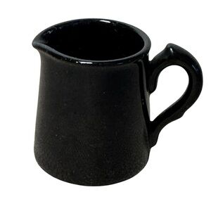 Miniature Pottery Pitcher Black Glaze 2” Milk Creamer Vintage